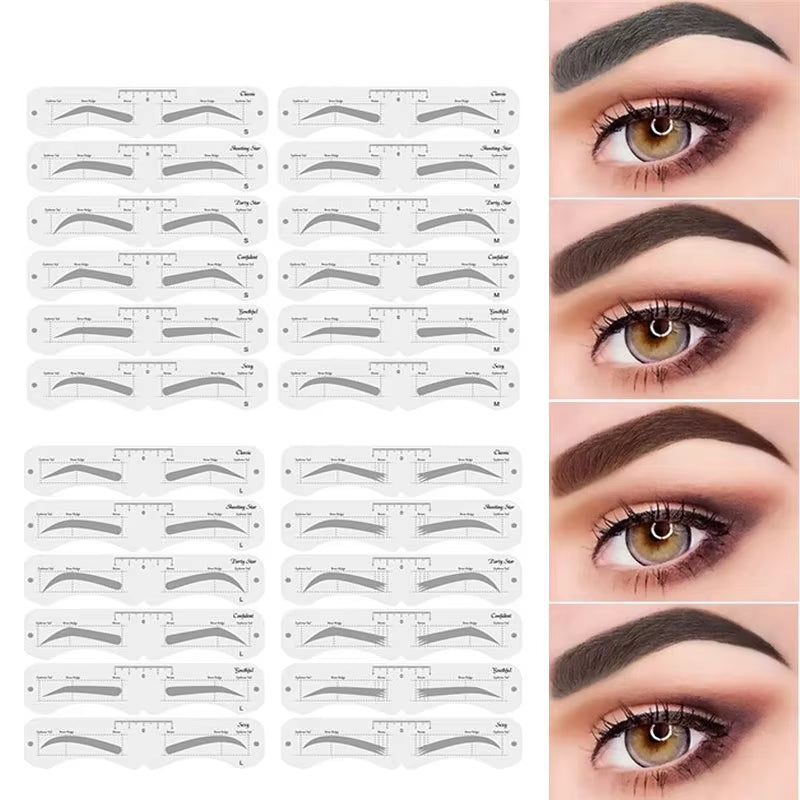 Reusable Eyebrow Stencil Set Soft Ruler Brow Definer Eye Brow Drawing Guide Styling Shaping Grooming Template Card Makeup Tools