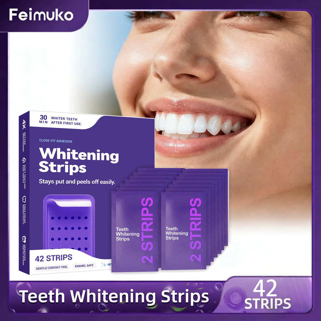 Purple Teeth Whitening Strips Improve Dental Yellowing Oral Cleaning Gel Teeth Bright Stain for Lasting Bright Smile