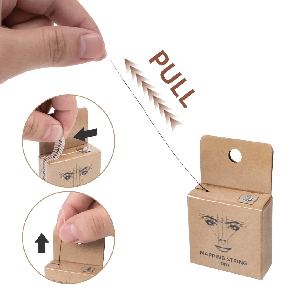 10M for Mapping Eyebrow Marker Thread Tattoo Brows Point 1 Box MAPPING STRING Microblading Eyebrow Pre-Inked Tattoo PMU String