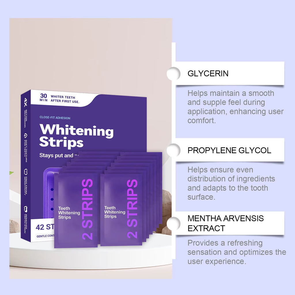 Purple Teeth Whitening Strips Improve Dental Yellowing Oral Cleaning Gel Teeth Bright Stain for Lasting Bright Smile