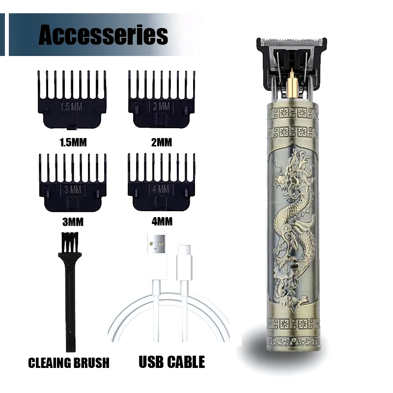 Vintage T9 Electric Hair Cutting Machine Hair Clipper Professional Men Shaver Rechargeable Barber Trimmer for Men Dragon Buddha