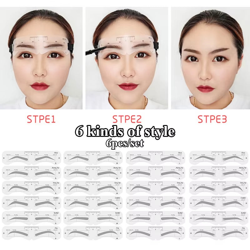 Reusable Eyebrow Stencil Set Soft Ruler Brow Definer Eye Brow Drawing Guide Styling Shaping Grooming Template Card Makeup Tools