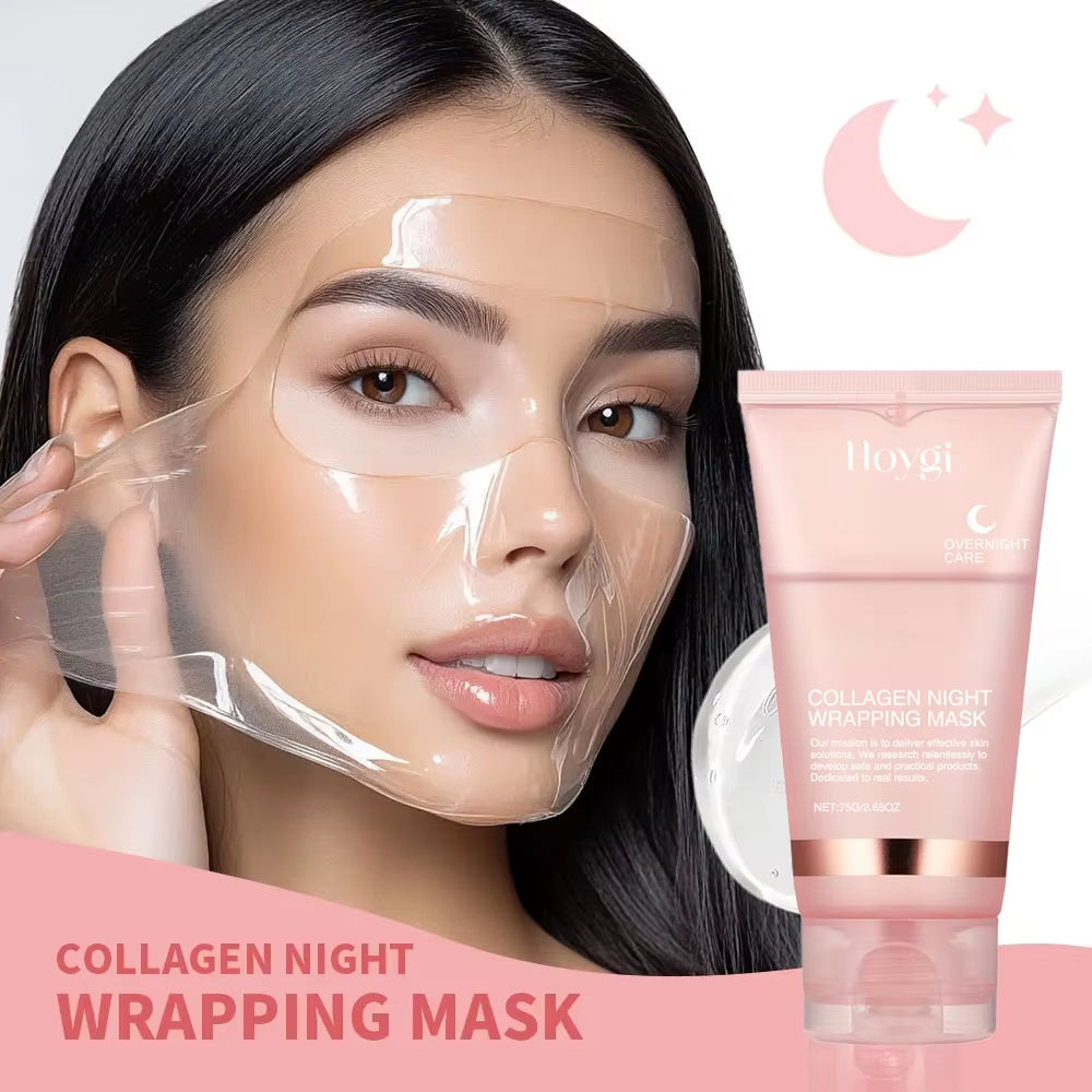 Collagen Overnight Wrapping Peel off Facial Mask Set Korean Collagen Night Wrapping Mask Deeply Hydrates Night Care Mask Cream