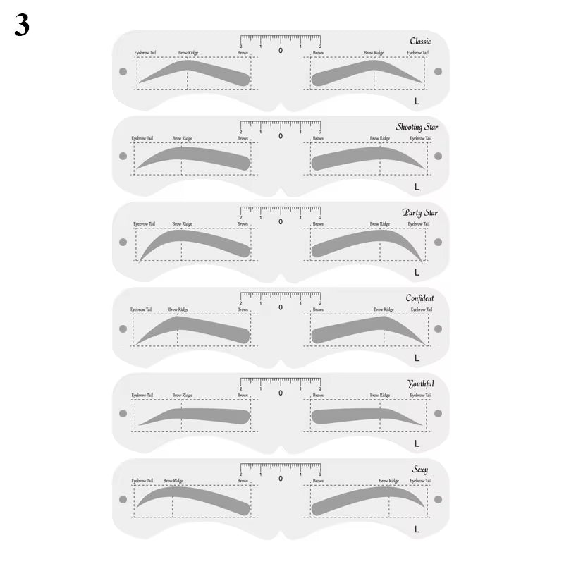 Reusable Eyebrow Stencil Set Soft Ruler Brow Definer Eye Brow Drawing Guide Styling Shaping Grooming Template Card Makeup Tools