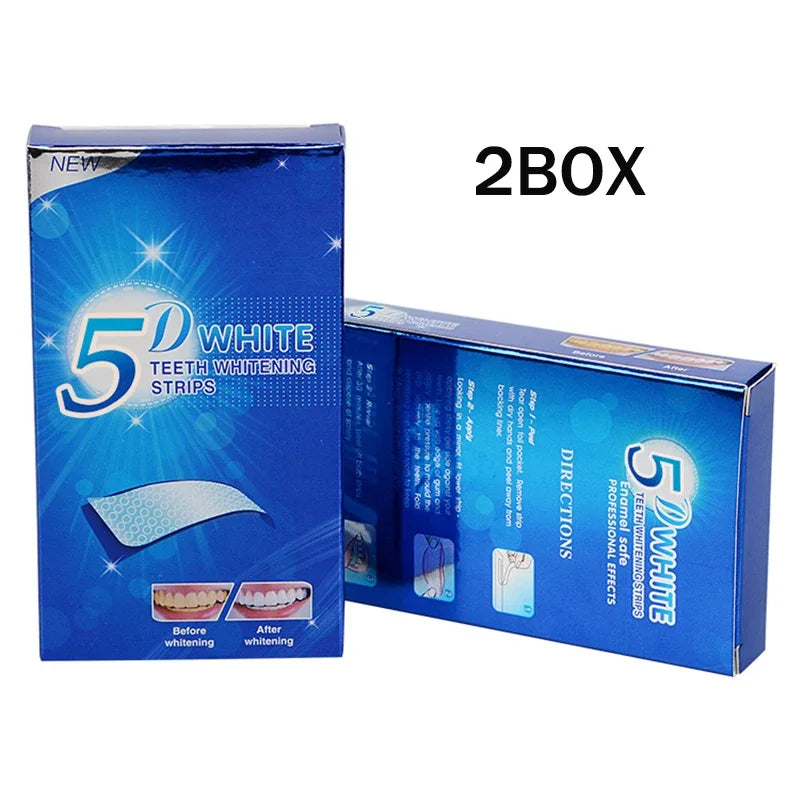 5D Whitening Teeth Stickers 7/14 Pairs Gel Whitening Strips Stain Removal Oral Hygiene Care Strip Dental Bleaching Tools Teeth
