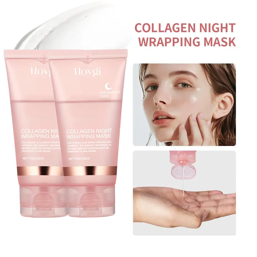 Collagen Overnight Wrapping Peel off Facial Mask Set Korean Collagen Night Wrapping Mask Deeply Hydrates Night Care Mask Cream