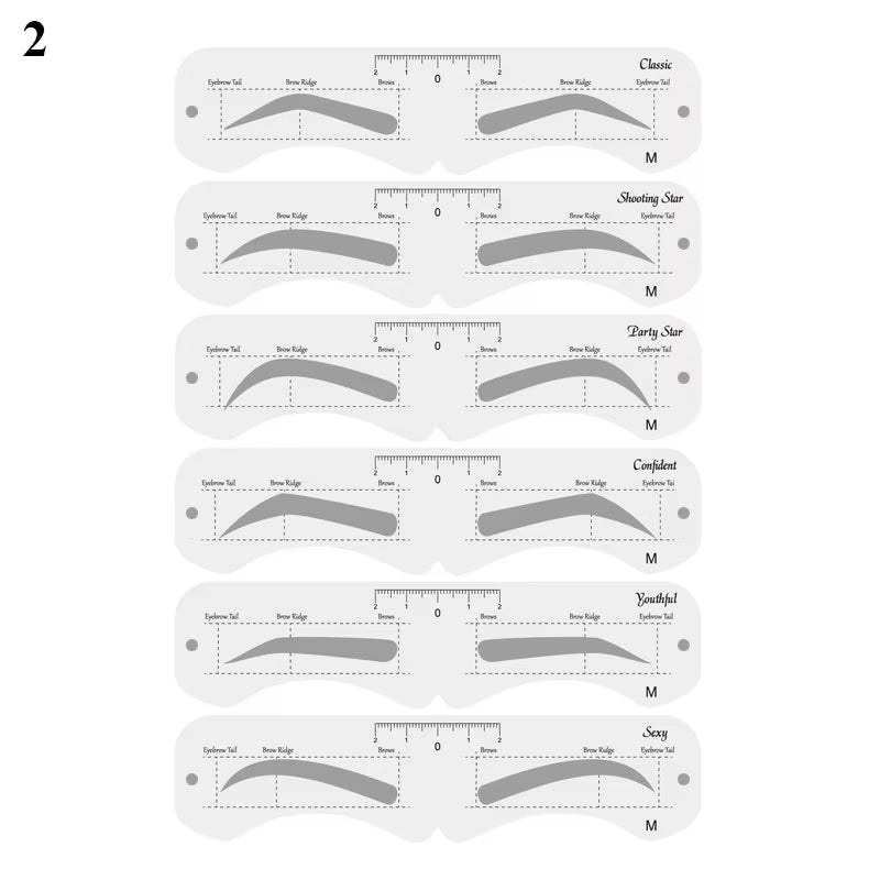 Reusable Eyebrow Stencil Set Soft Ruler Brow Definer Eye Brow Drawing Guide Styling Shaping Grooming Template Card Makeup Tools