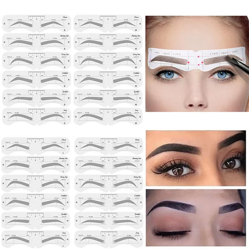 Reusable Eyebrow Stencil Set Soft Ruler Brow Definer Eye Brow Drawing Guide Styling Shaping Grooming Template Card Makeup Tools