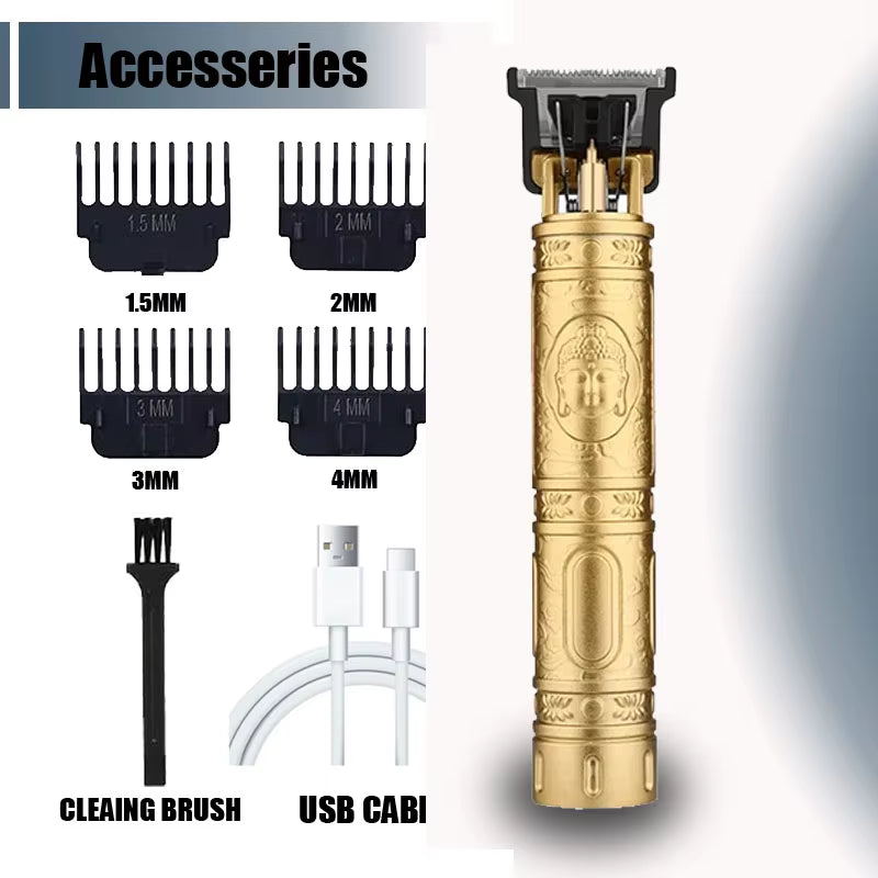 Vintage T9 Electric Hair Cutting Machine Hair Clipper Professional Men Shaver Rechargeable Barber Trimmer for Men Dragon Buddha