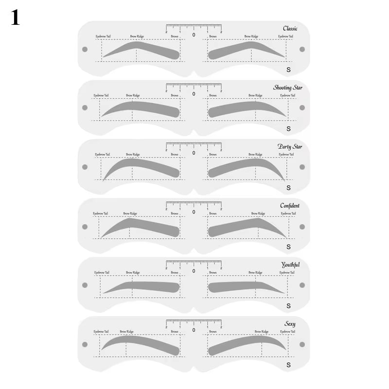 Reusable Eyebrow Stencil Set Soft Ruler Brow Definer Eye Brow Drawing Guide Styling Shaping Grooming Template Card Makeup Tools